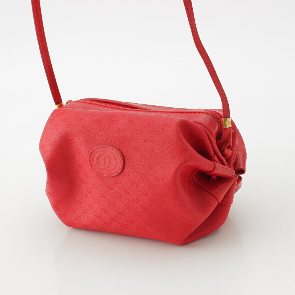 Gucci Interlocking GG Bag Leather Red 115 Pochette GG Shoulder Plus 007 5770